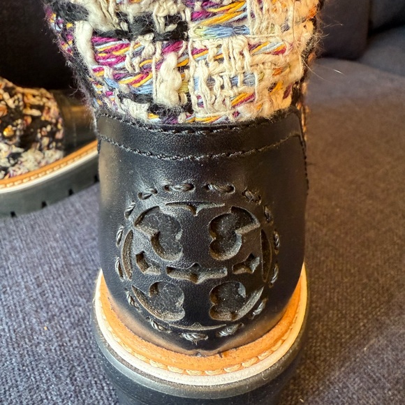 Women's Tweed Ankle Boots - Black and Multicolor - Picture 4 of 5